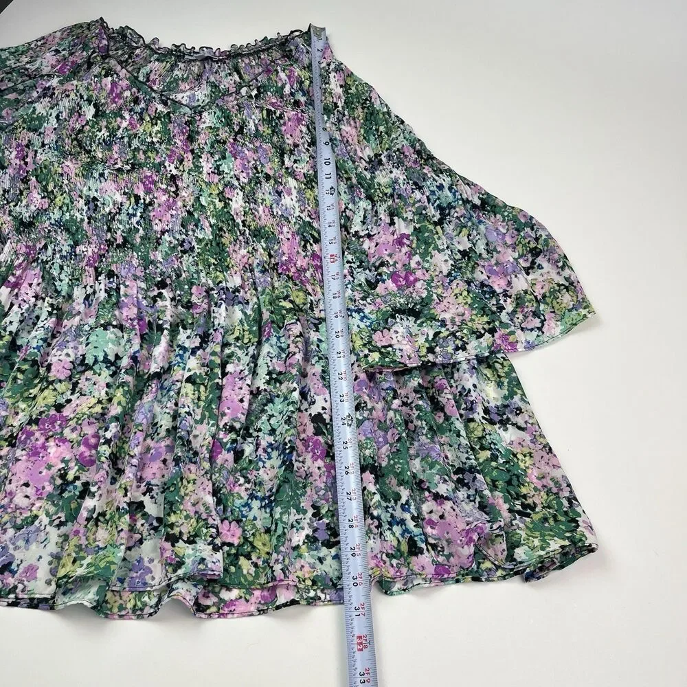 Floral & Ivy Top Size 3X Colorful Boho Peasant Cottagecore Long Sleeve Blouse